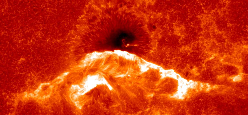 A solar flare captured by the Solar Optical Telescope on board the Hinode spacecraft, on December 13th, 2006. The exceptional time resolution of the SDO instrumentation will provide scientists with higly detailed movies of solar flares. Credit: JAXA/NASA Hinode.